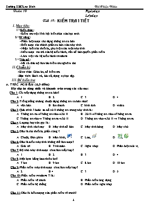 Giáo án Tin học Lớp 6 - Tiết 19 Kiểm tra 1 tiết - Bùi Thiện Nhân